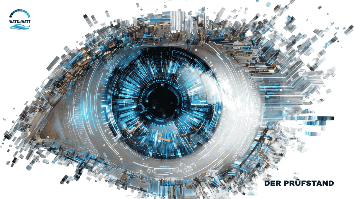 Digitales Auge als Symbol für die präzise 200-Fragen-Analyse im WaTTamWaTT Tech Lab.