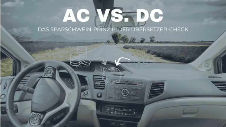 Das Sparschwein-Prinzip erklärt: Der Unterschied zwischen AC-Wechselstrom (Scheine) und DC-Gleichstrom (Münzen) beim Laden von Elektroautos im WaTTamWaTT Tech Lab.